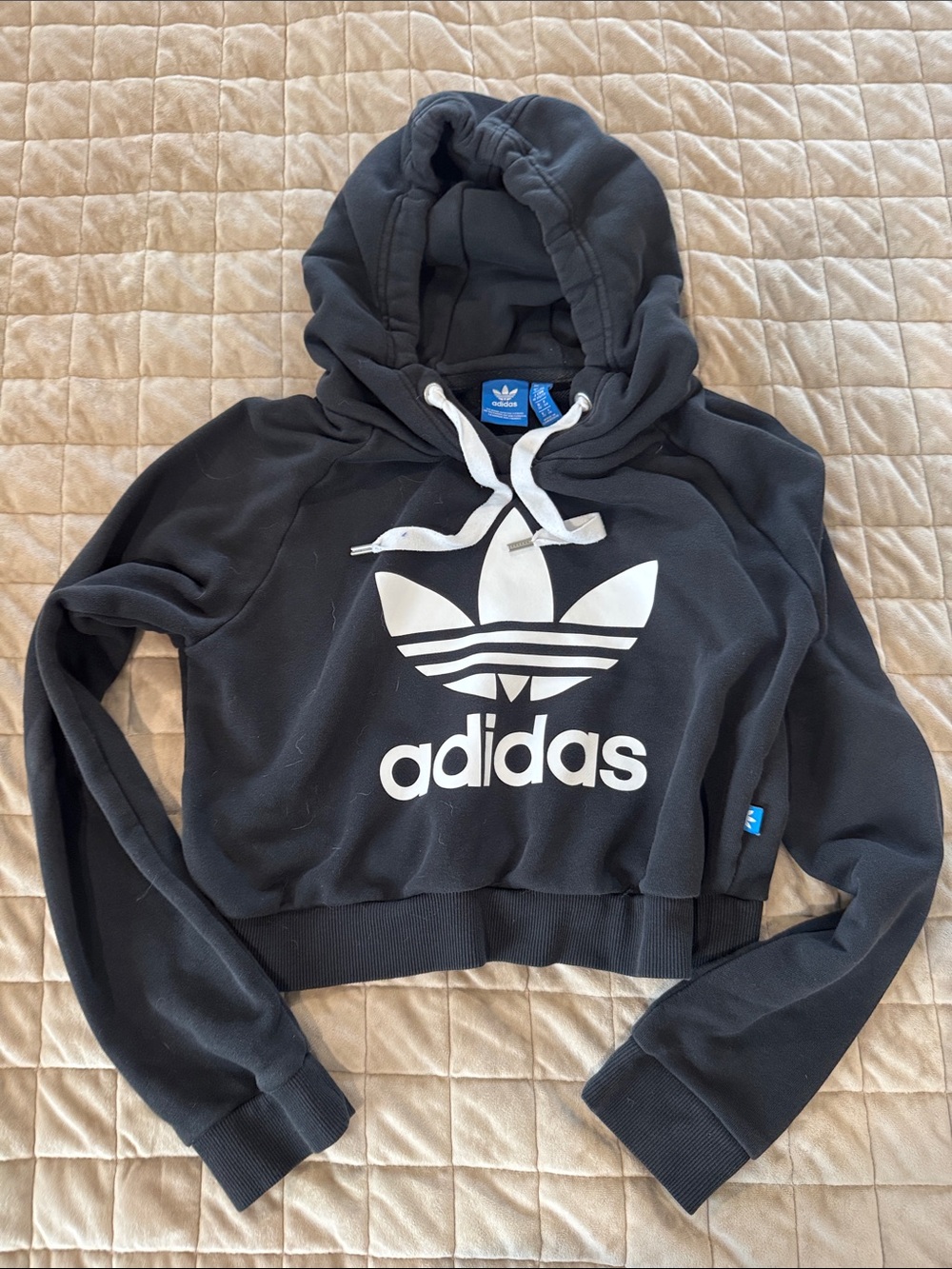 adidas Black Hoodie with White Trefoil Logo